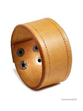 Wide Leather Cuff Bracelet Women Adjustable Punk Wristband Faux Leather
